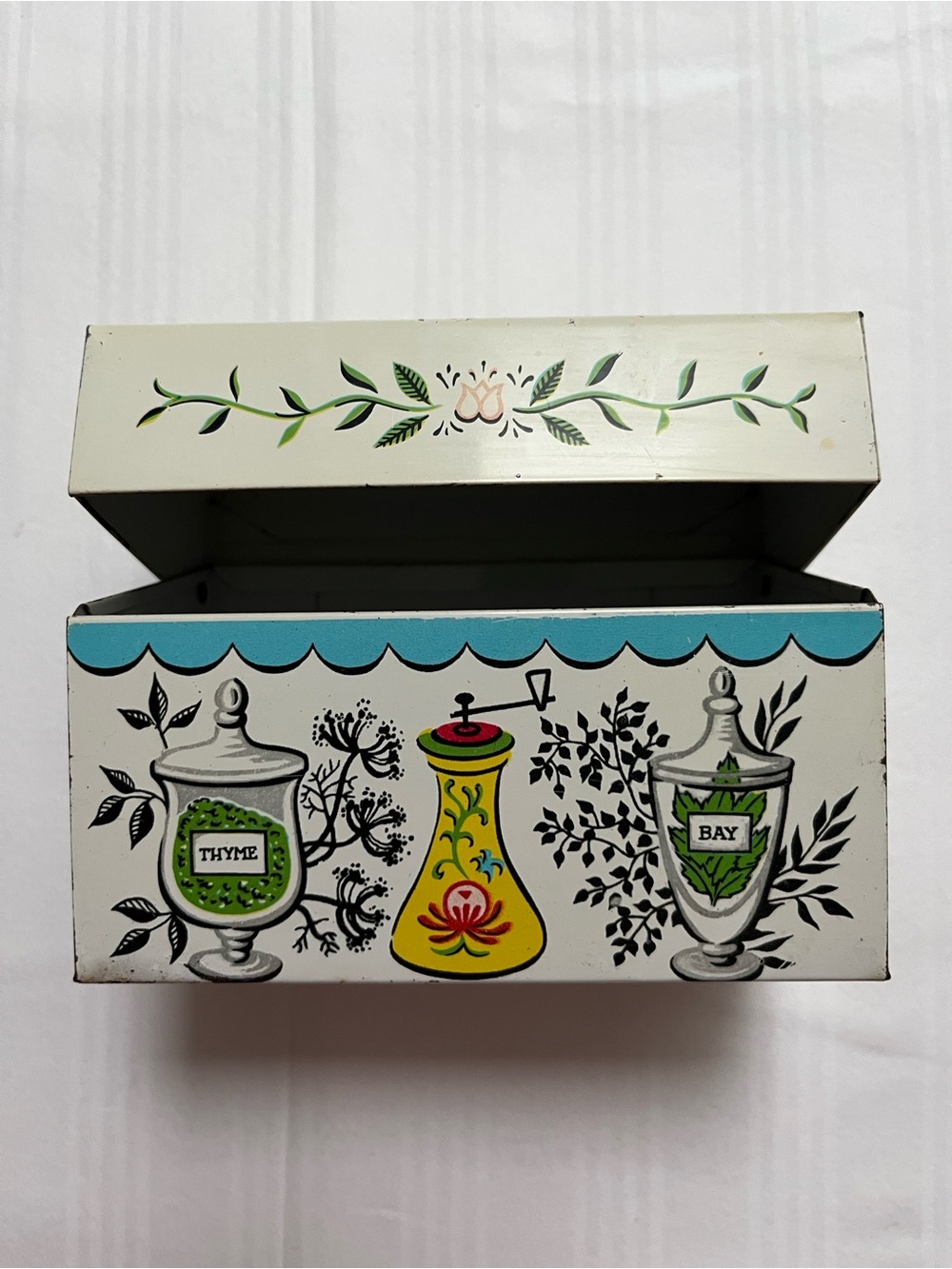 Vintage J. Chein & Co. Herb & Spice Jar Tin Recipe Box Pepper Mill USA